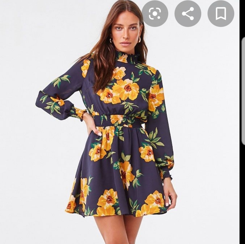 ISO Forever21 Floral Chiffon Flare Hem Dress
